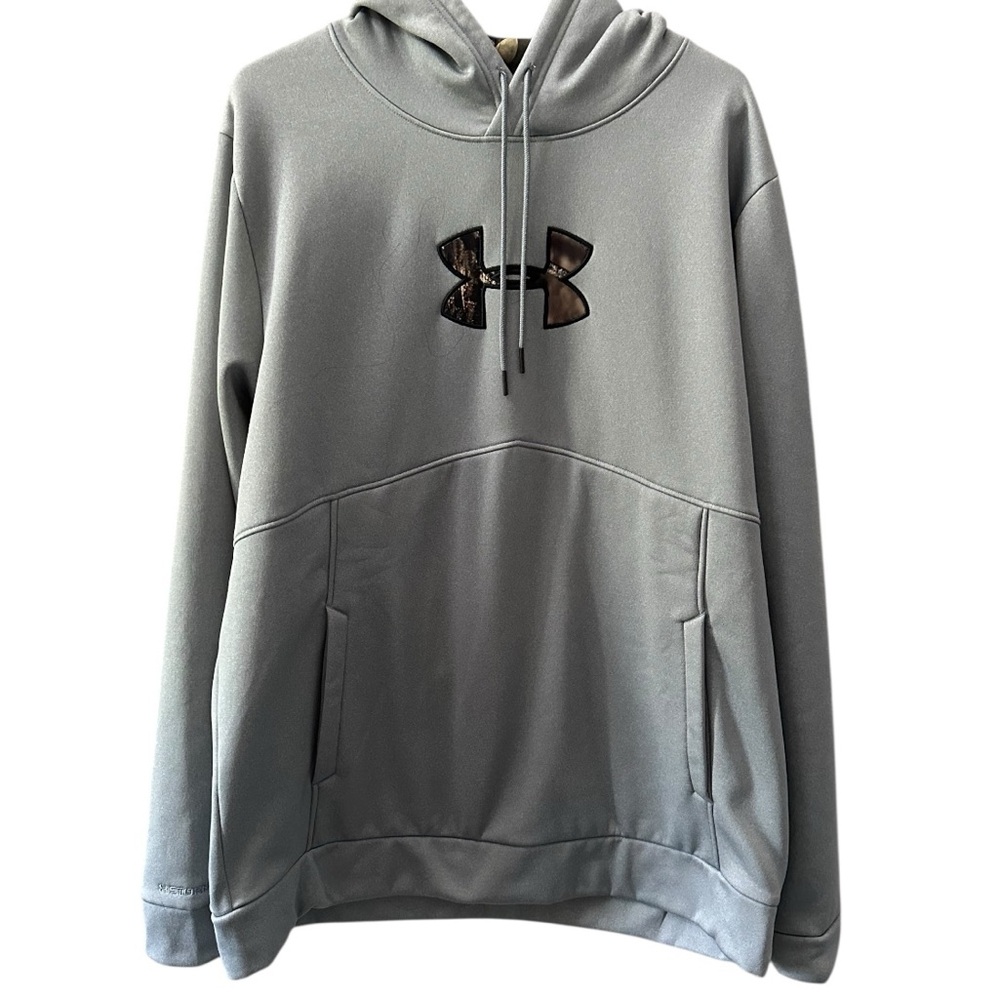 Men’s Under Armor Storm 1 Mossy Oak Gray Hooded Sweatshirt, Size XL.